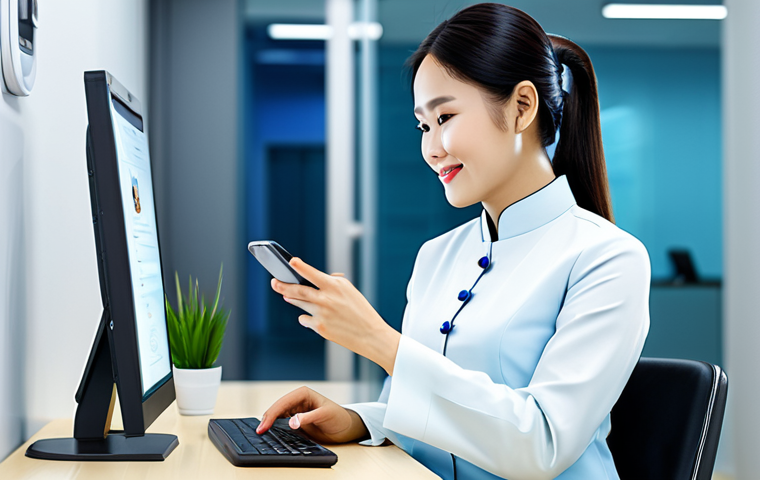 Customer Service Chatbot**
"A friendly customer service representative, portrayed as a modern Vietnamese woman in Ao Dai, assisting a customer via a chatbot interface on a smartphone, set in a brightly lit, contemporary Vietnamese office. Fully clothed, modest clothing, professional setting, safe for work, perfect anatomy, natural proportions, high quality, digital illustration."
**