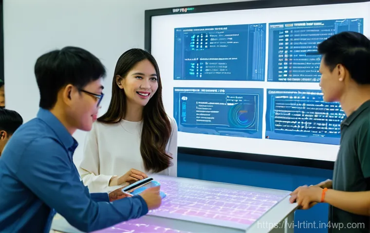 대화형 AI의 지속 가능한 데이터 관리 방법 - **Prompt:** A sleek and professional image depicting a focused Vietnamese cybersecurity expert, a wo...
