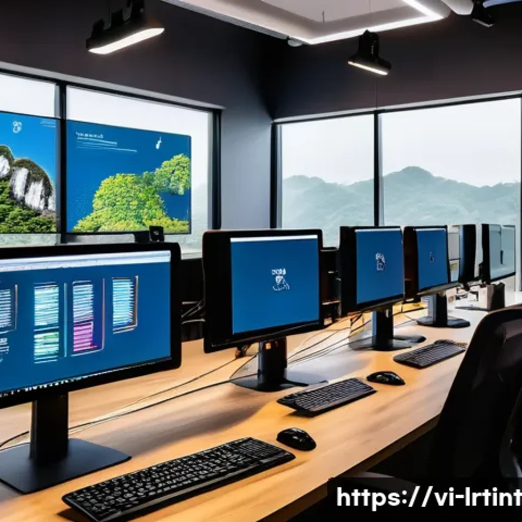 대화형 AI 개발을 위한 오픈소스 프레임워크 - A modern Vietnamese tech startup office scene where diverse developers collaborate on open-source AI...