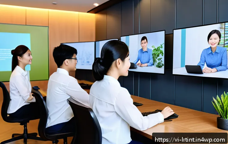 대화형 AI의 시장 수요 변화에 대한 분석 - A modern Vietnamese customer service center featuring a diverse group of professionals interacting w...