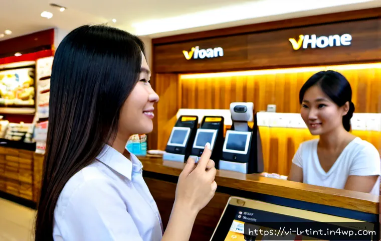 Home 17 대화형 AI의 고객 경험 개선 전략 - Photorealistic customer support scene in a modern Ho Chi Minh City retail shop, a Vietnamese custome...